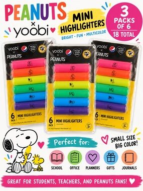Peanuts x Yoobi Mini Highlighters – 18 Total! ✨🖍️